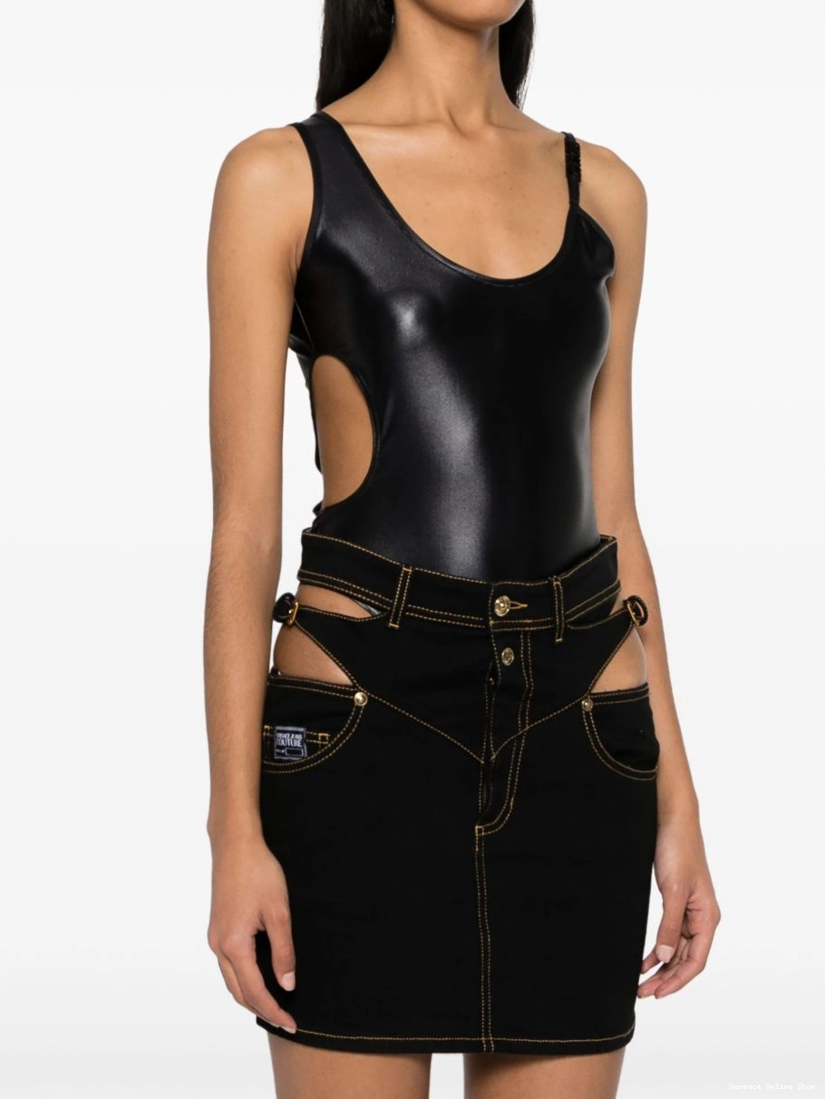 Cheap Women Couture bodysuit Jeans Versace logo-lettering 0811
